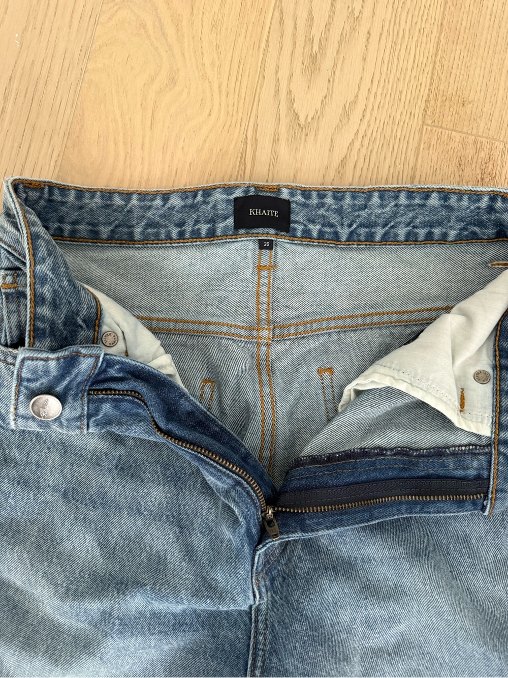 KHAITE High-Rise Straight Leg Jeans in Light Blue Wash - Picture 7 of 12